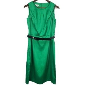 Dressbarn Emerald Green Sheath Womens Dress with Black Belt Size 12